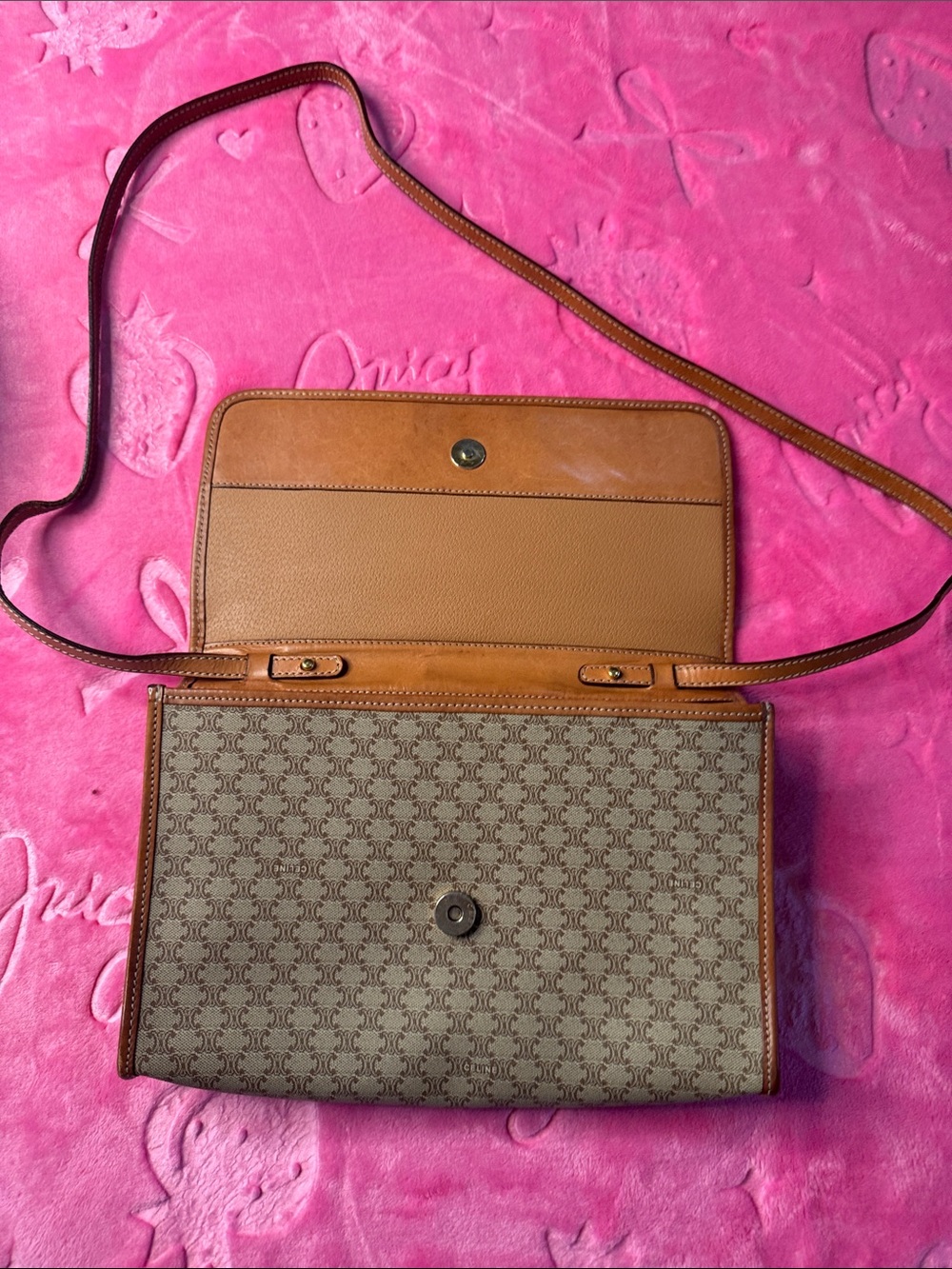 CELINE Macadam Triomphe Shoulder Bag Removable Strap, Logo Leather Band, Vintage - Picture 3 of 17